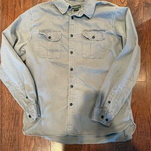 Eddie Bauer ribbed cotton Gray Button-Up Shirt